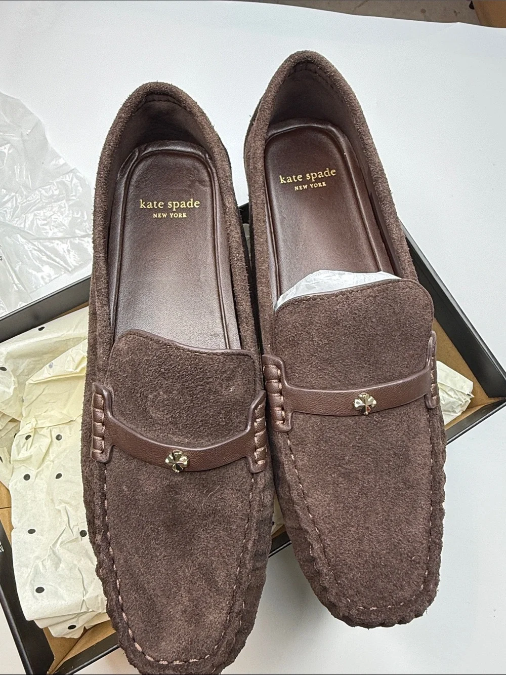 kate spade new york Women's Flower Stud Round Toe Moccasin Loafers Size 8